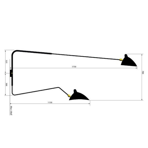 Applique 2 Bras Pivotants Dont 1 Courbe