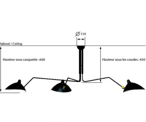 Plafonnier 3 Bras Pivotants