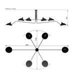 Plafonnier 6 Bras Pivotants