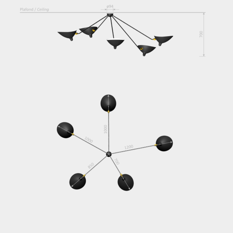 Applique Araignée 5 bras fixes