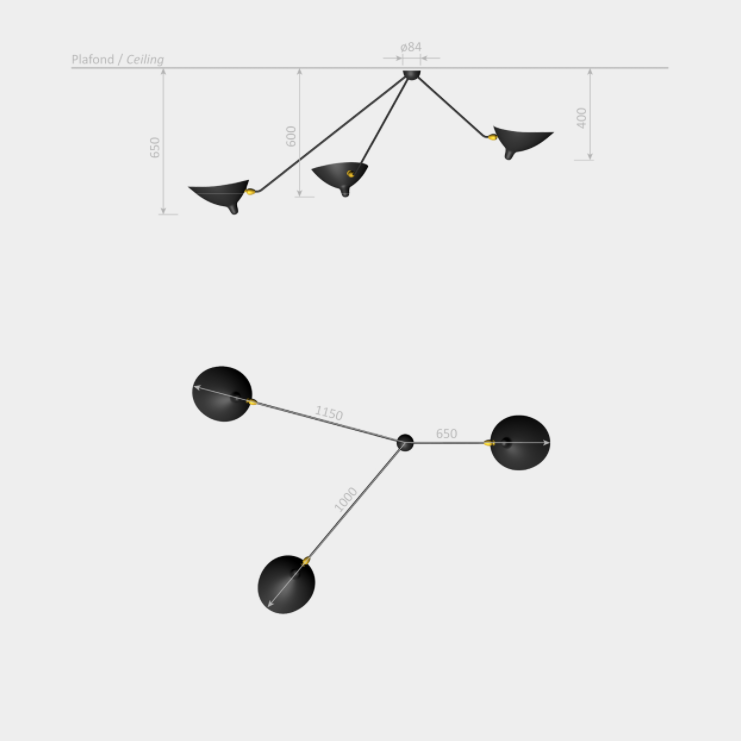 Applique Araignée 3 bras fixes